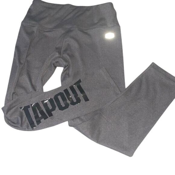 Tapout Pants - Tapout Womens Gray Leggings L Polyester Spandex Athletic Wear Yoga Pants